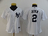 Women Yankees 2 Derek Jeter White 2020 Nike Cool Base Jersey,baseball caps,new era cap wholesale,wholesale hats